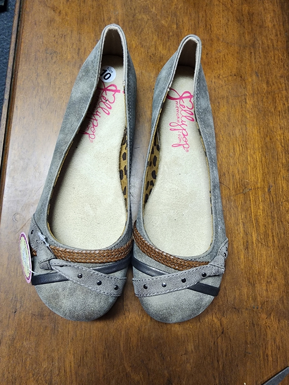 Jelly Pop Sz 10 Women’s Taupe Braided Ballet Flats